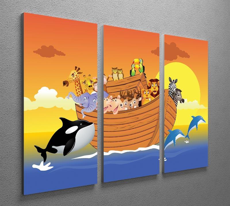 Noah Ark Whale 3 Split Panel Canvas Print showcasing a beautiful whale design across three panels.