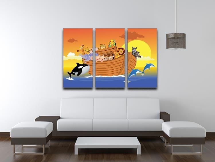 Noah Ark Whale 3 Split Panel Canvas Print showcasing a beautiful whale design across three panels.