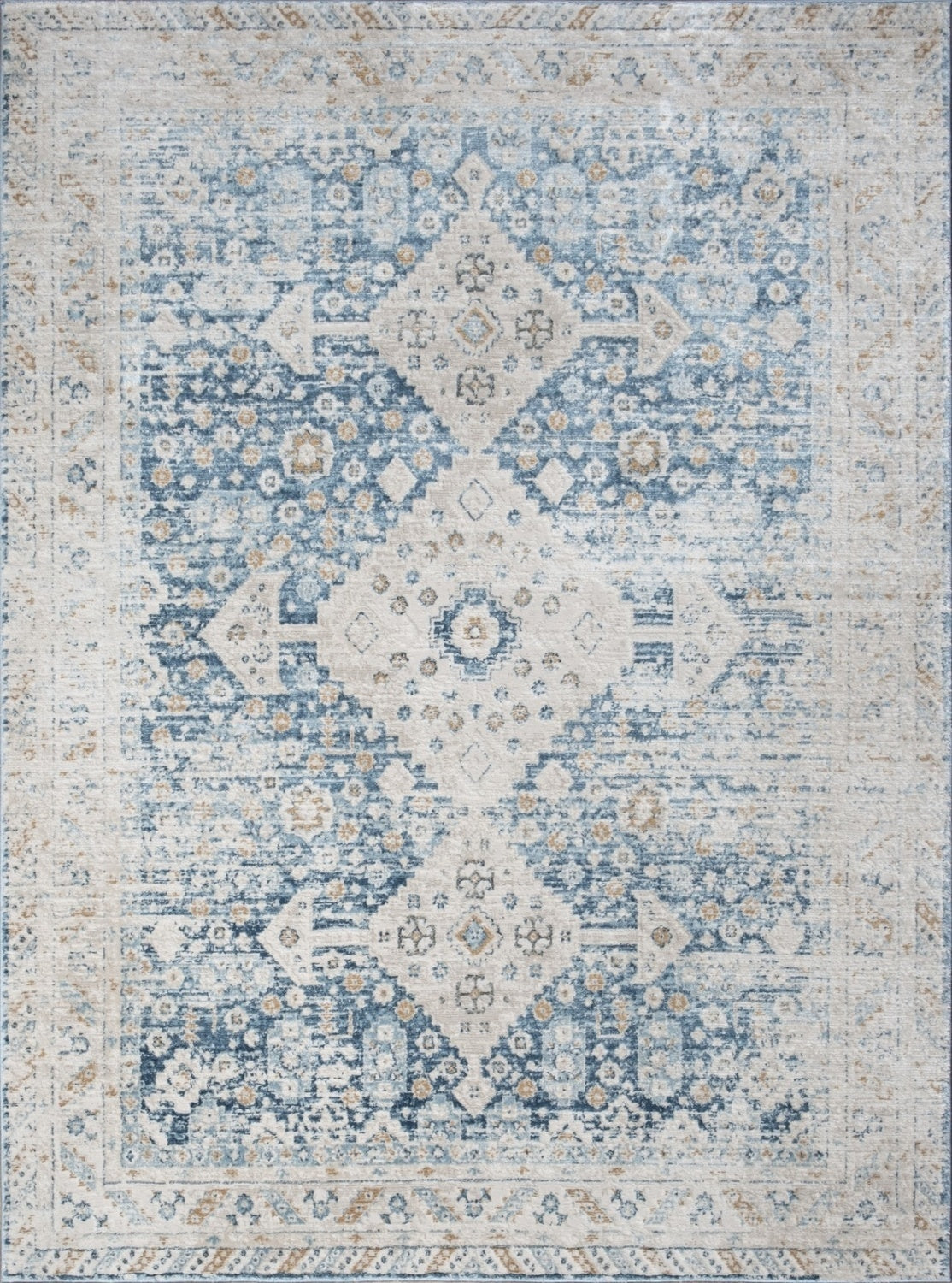 Noble Blue area rug measuring 7 ft. 10 in. x 10 ft. 3 in., featuring a rich navy color and intricate medallion patterns, perfect for home decor.
