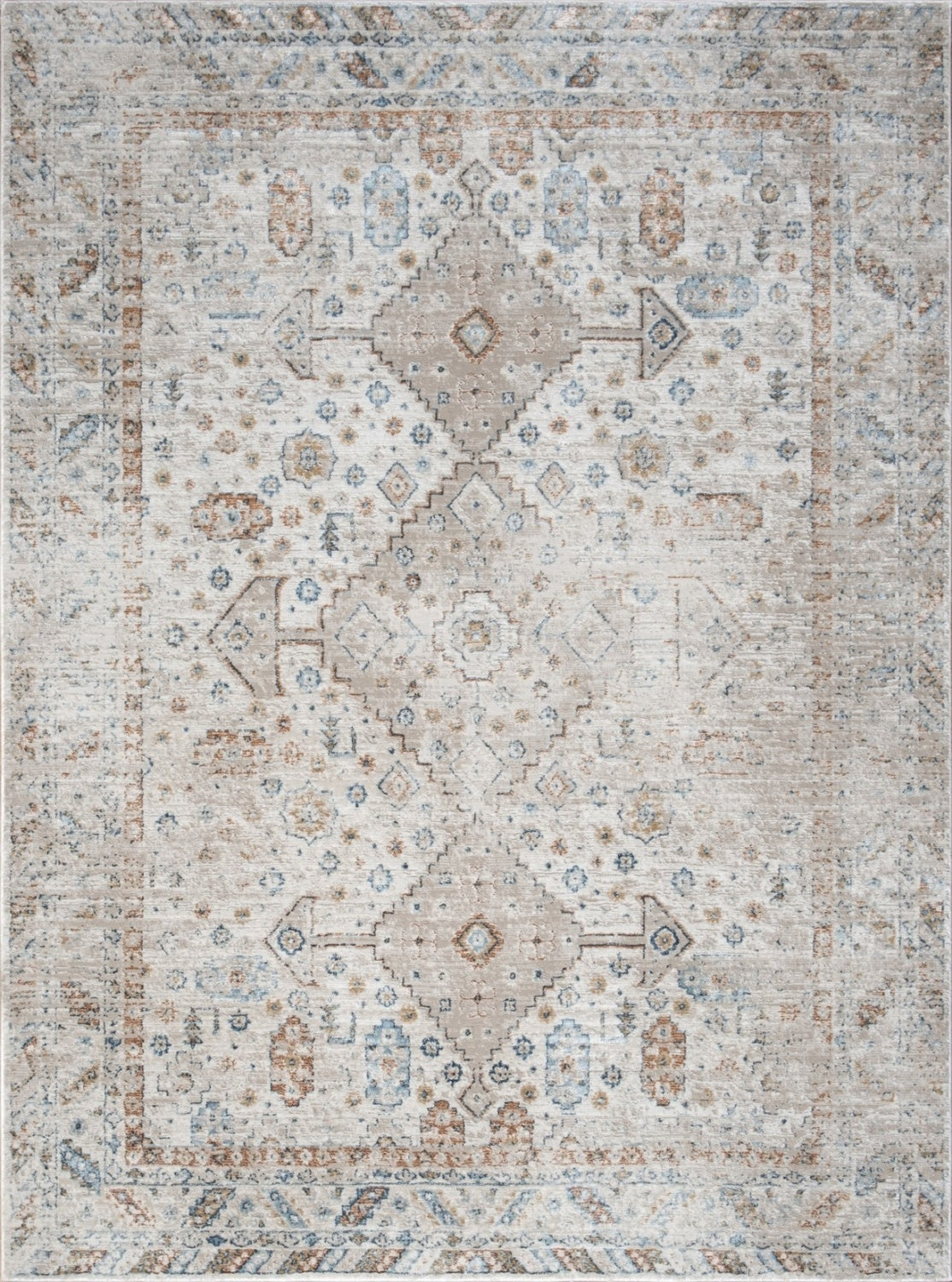 Noble Ivory Area Rug measuring 7 ft. 10 in. x 10 ft. 3 in. with a beige medallion pattern, perfect for enhancing home decor.
