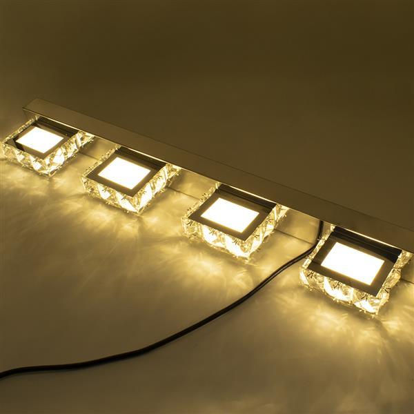 Modern waterproof mirror wall LED light with adjustable brightness and crystal shade, ideal for bathrooms and contemporary decor.