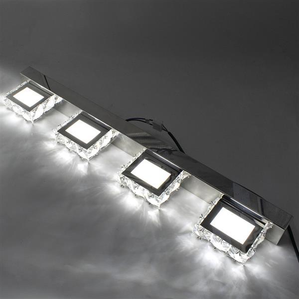 Modern waterproof mirror wall LED light with adjustable brightness and crystal shade, ideal for bathrooms and contemporary decor.