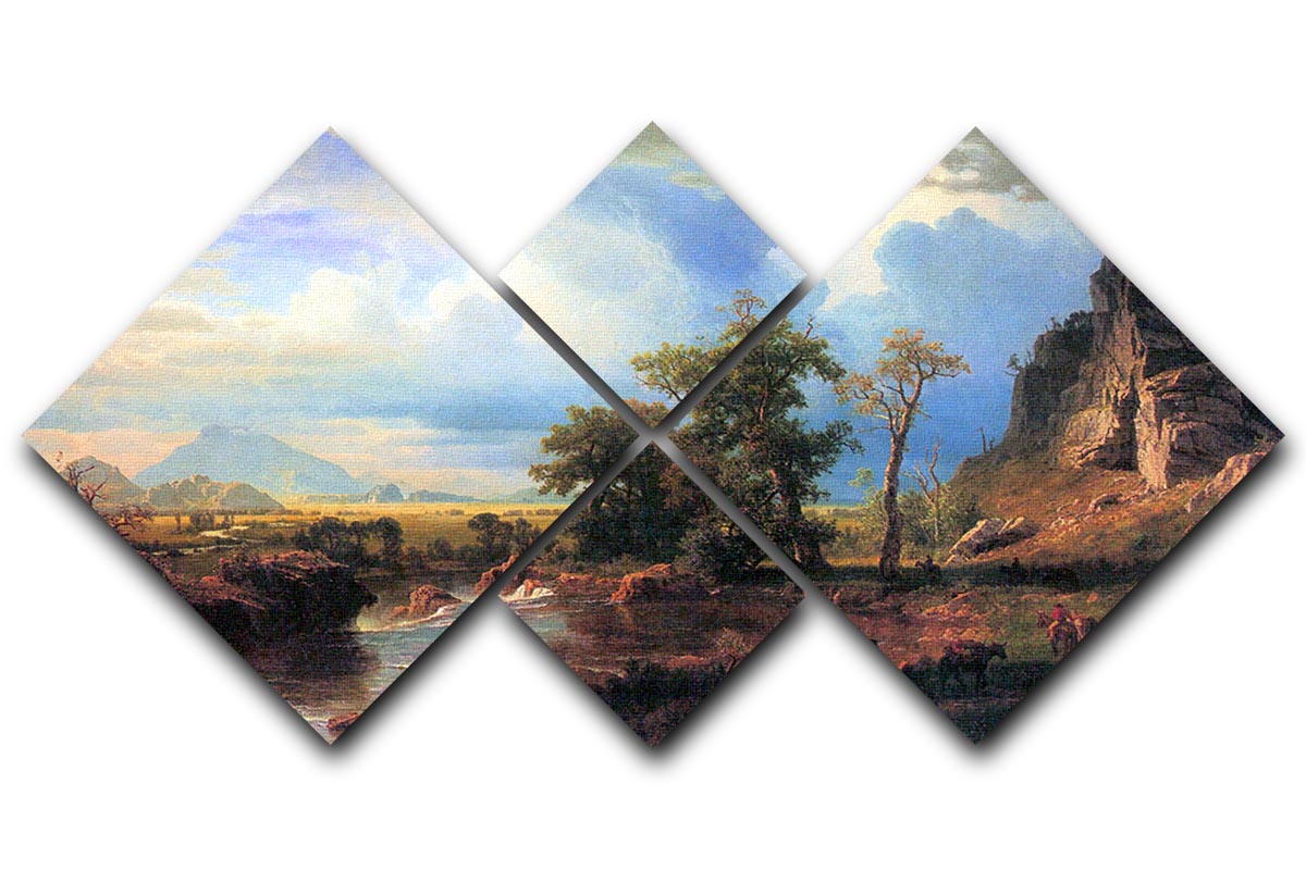 Northern Fork of the Plate Nebraska artwork by Bierstadt, featuring a 4-square multi-panel design with vibrant colors and intricate details.