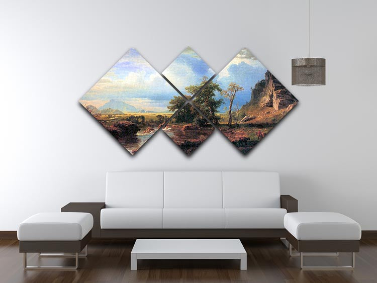 Northern Fork of the Plate Nebraska artwork by Bierstadt, featuring a 4-square multi-panel design with vibrant colors and intricate details.