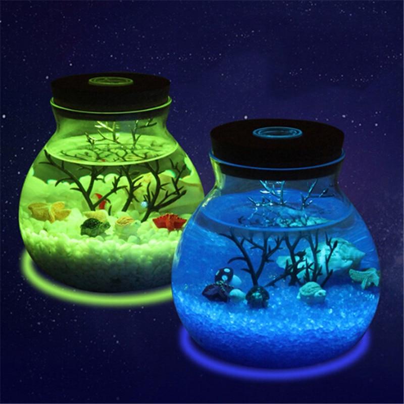 Novelty RGB LED Night Lamp featuring a romantic sea fish design in a glass ocean bottle, perfect for children's bedroom decor.