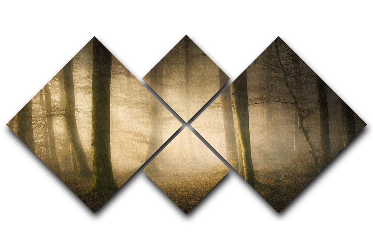 November Whispers 4 Square Multi Panel Canvas featuring four equal square sections with a harmonious design, perfect for home or office decor.