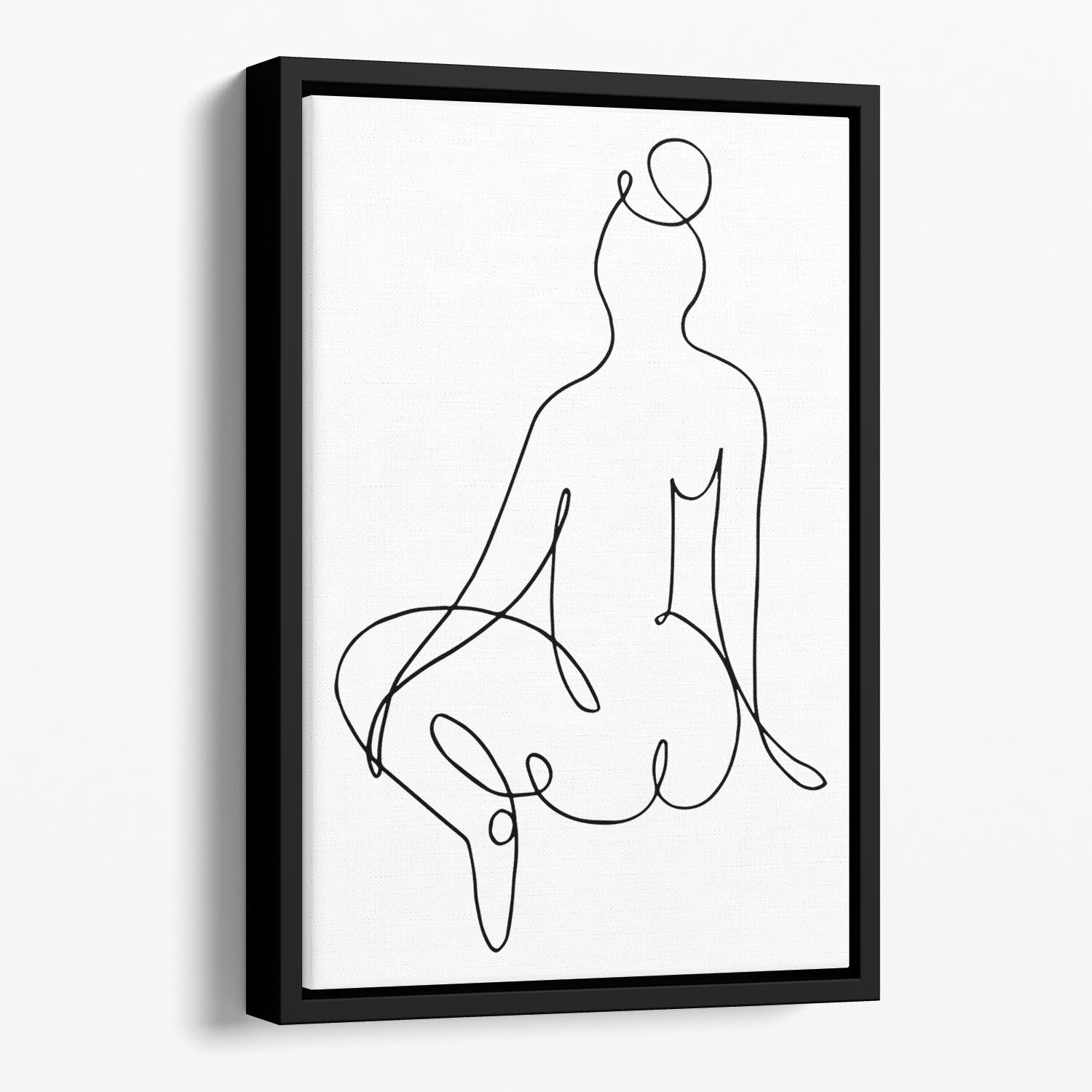 Nude Back Floating Framed Canvas art piece with vibrant abstract design in a handcrafted wooden frame.