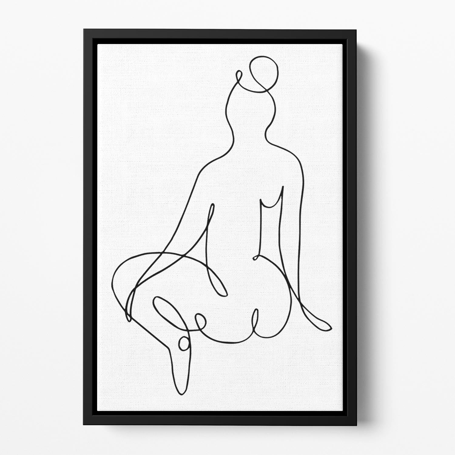 Nude Back Floating Framed Canvas art piece with vibrant abstract design in a handcrafted wooden frame.
