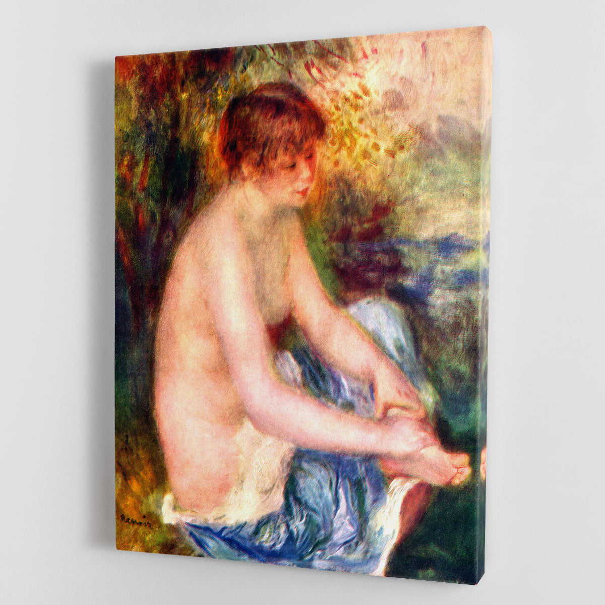 Canvas print of Nude in Blue by Renoir, showcasing soft brush strokes and vibrant colors, perfect for elegant home decor.