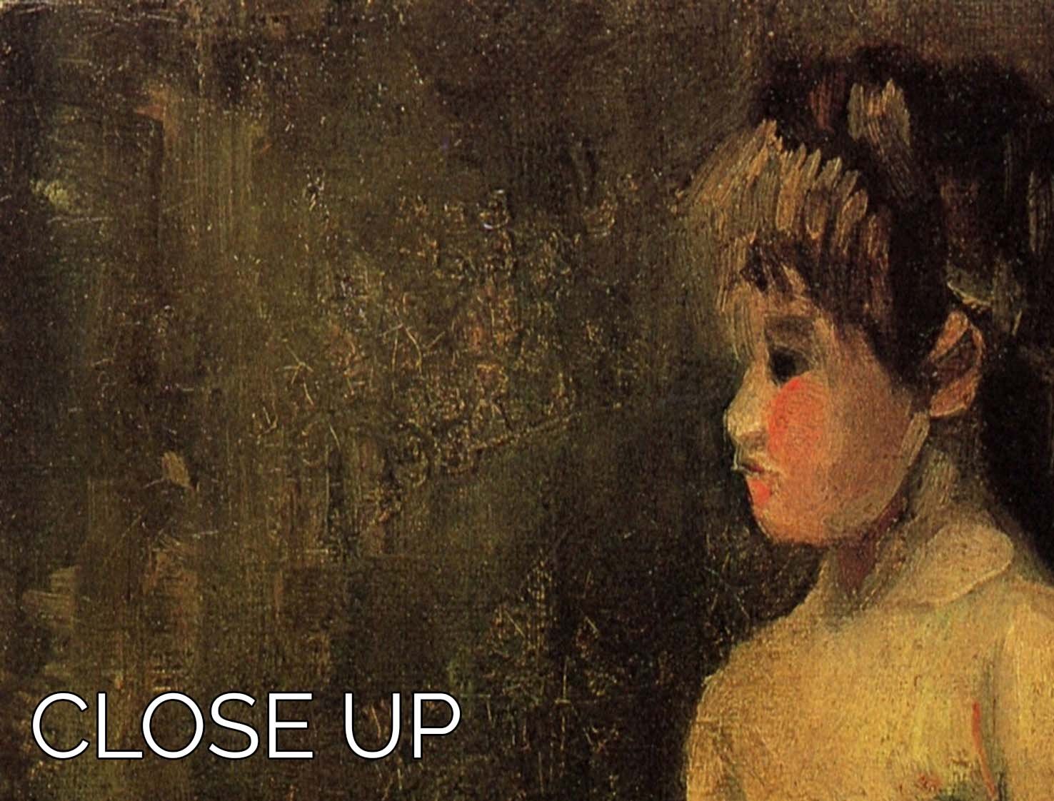 Three-panel canvas artwork featuring Van Gogh's Nude Study of a Little Girl Seated, showcasing vibrant colors and intricate details.