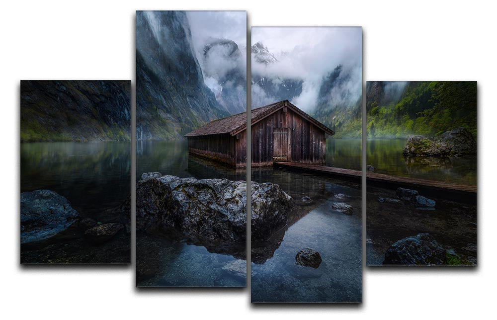 Ober-View 4 Split Panel Canvas featuring a vibrant multi-dimensional artwork divided into four equal sections, elegantly displayed on a wall.