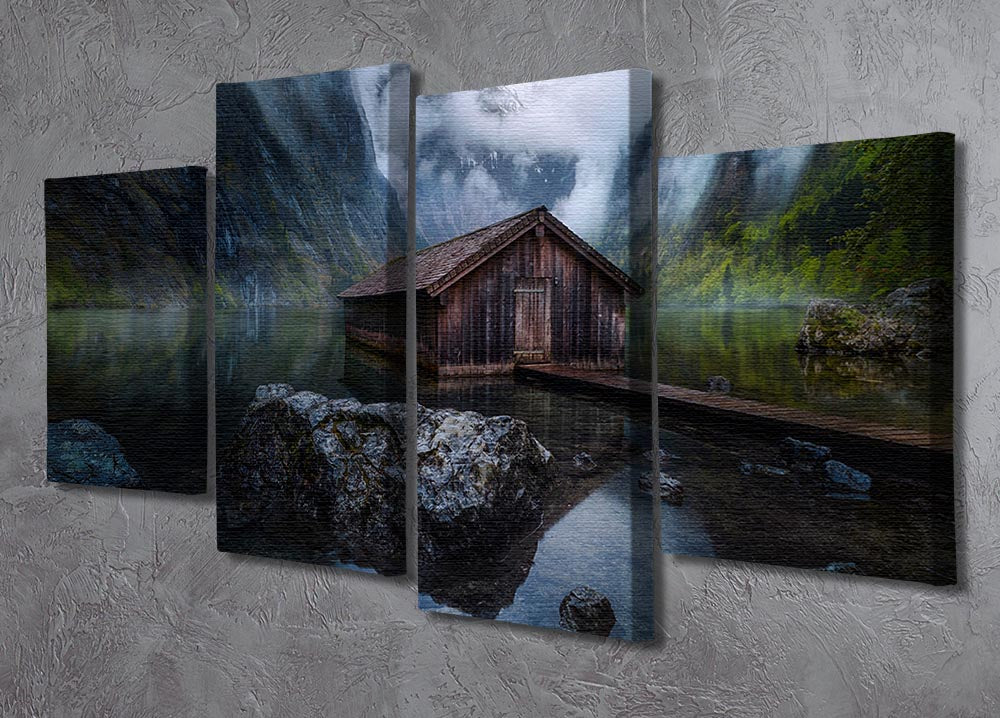 Ober-View 4 Split Panel Canvas featuring a vibrant multi-dimensional artwork divided into four equal sections, elegantly displayed on a wall.