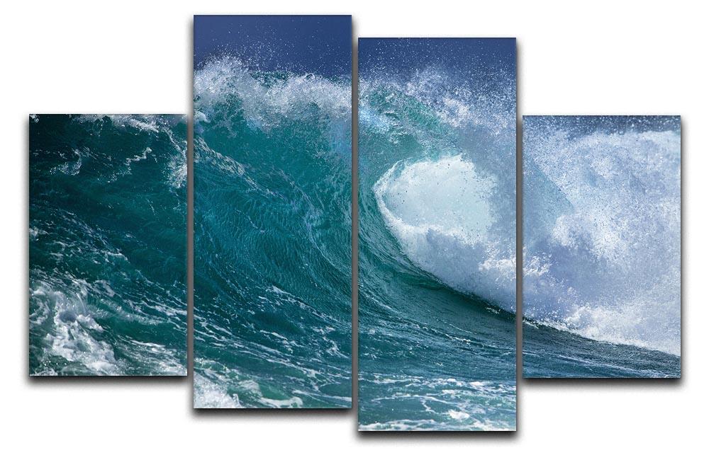 Ocean Wave 4 Split Panel Canvas artwork featuring serene ocean waves divided into four panels, creating a dynamic visual effect.
