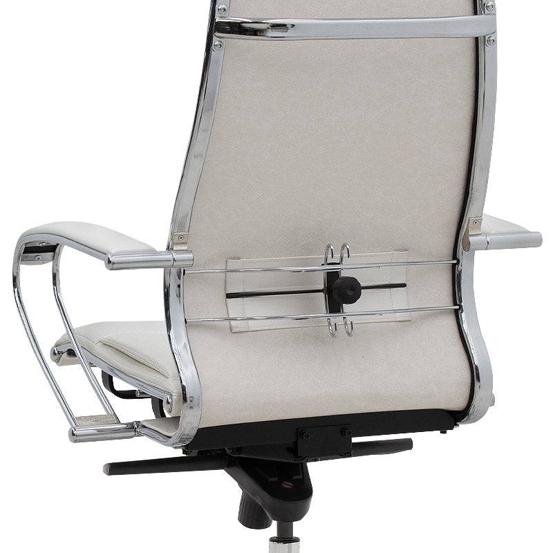 Ergonomic Office Chair CHARMANT in white with chrome accents, featuring a durable steel frame and comfortable seating.