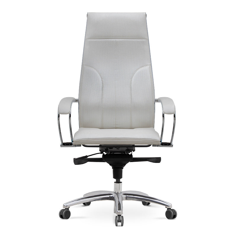 Ergonomic Office Chair CHARMANT in white with chrome accents, featuring a durable steel frame and comfortable seating.