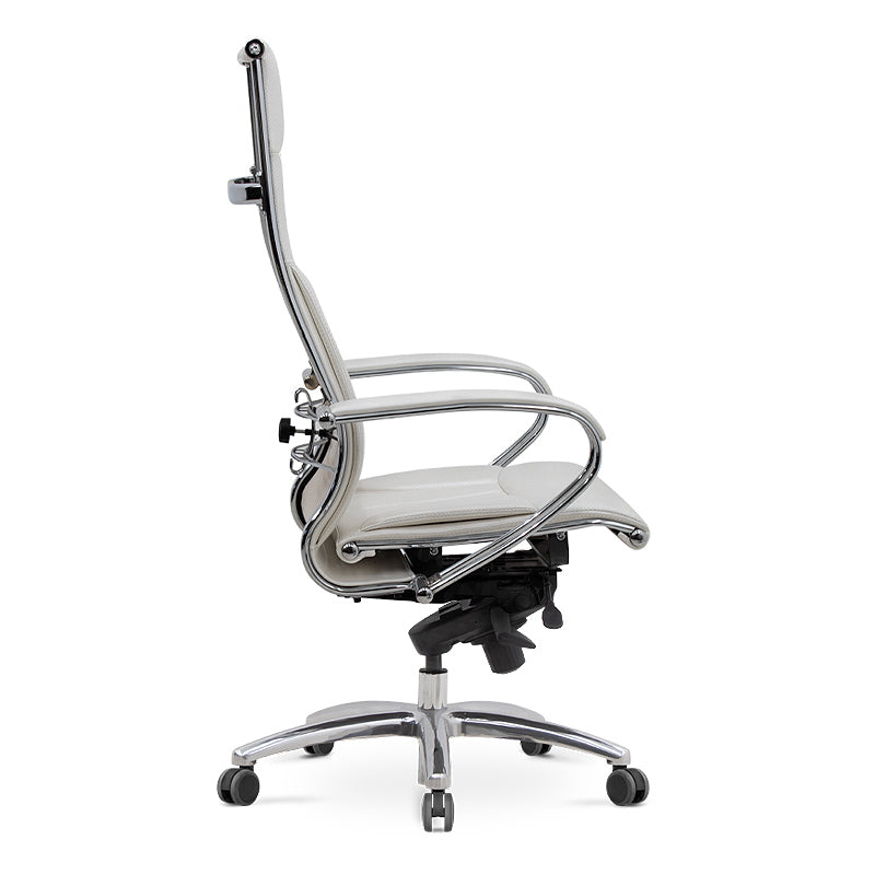 Ergonomic Office Chair CHARMANT in white with chrome accents, featuring a durable steel frame and comfortable seating.