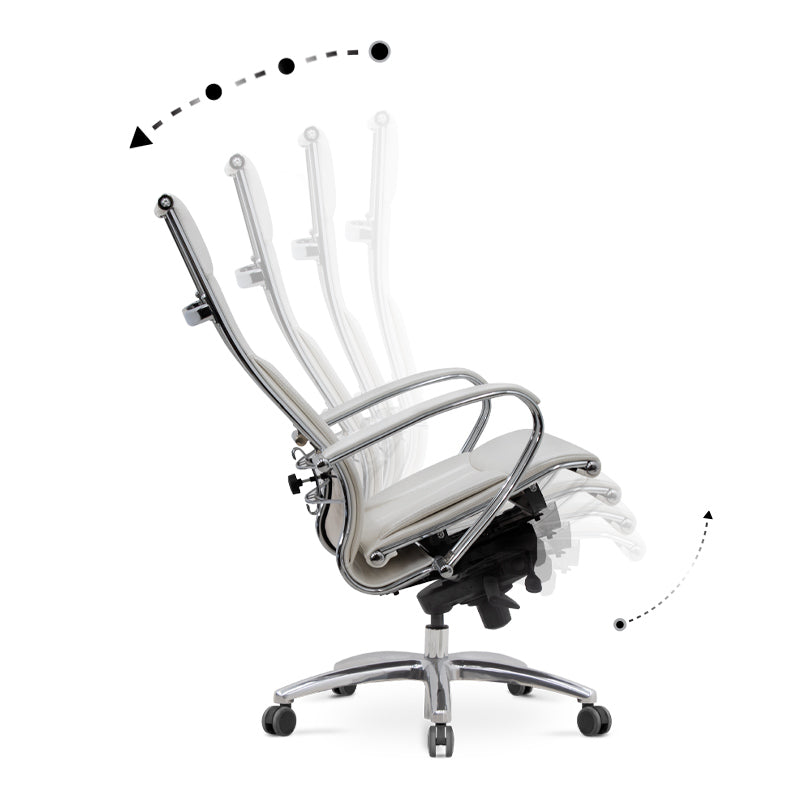 Ergonomic Office Chair CHARMANT in white with chrome accents, featuring a durable steel frame and comfortable seating.