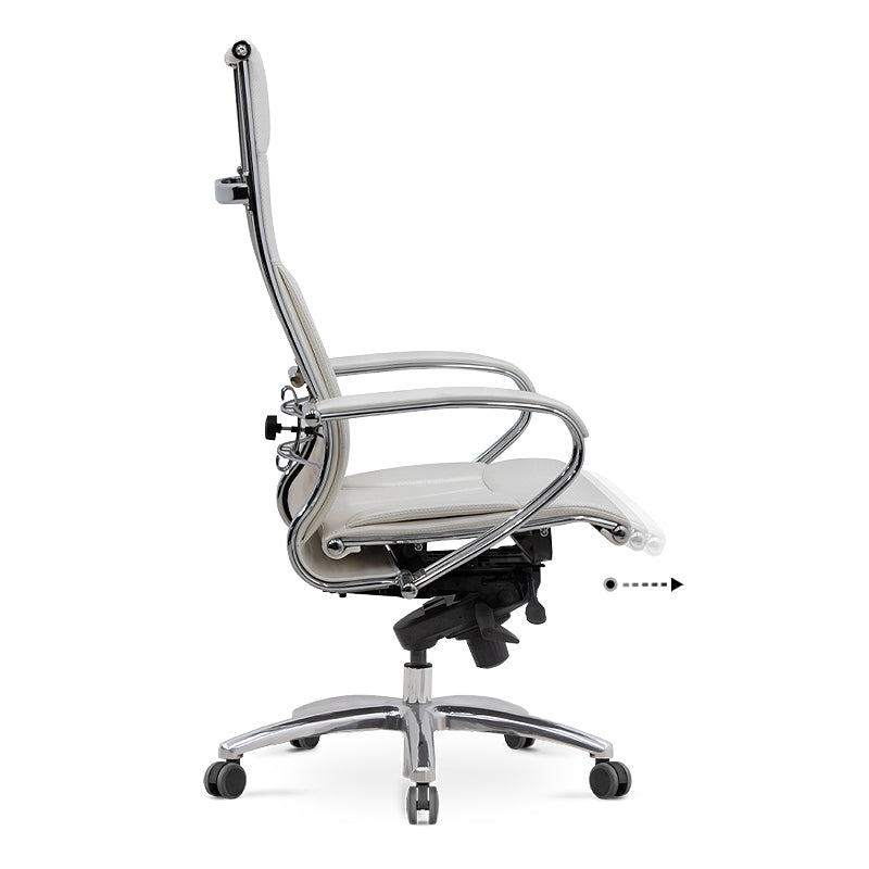 Ergonomic Office Chair CHARMANT in white with chrome accents, featuring a durable steel frame and comfortable seating.