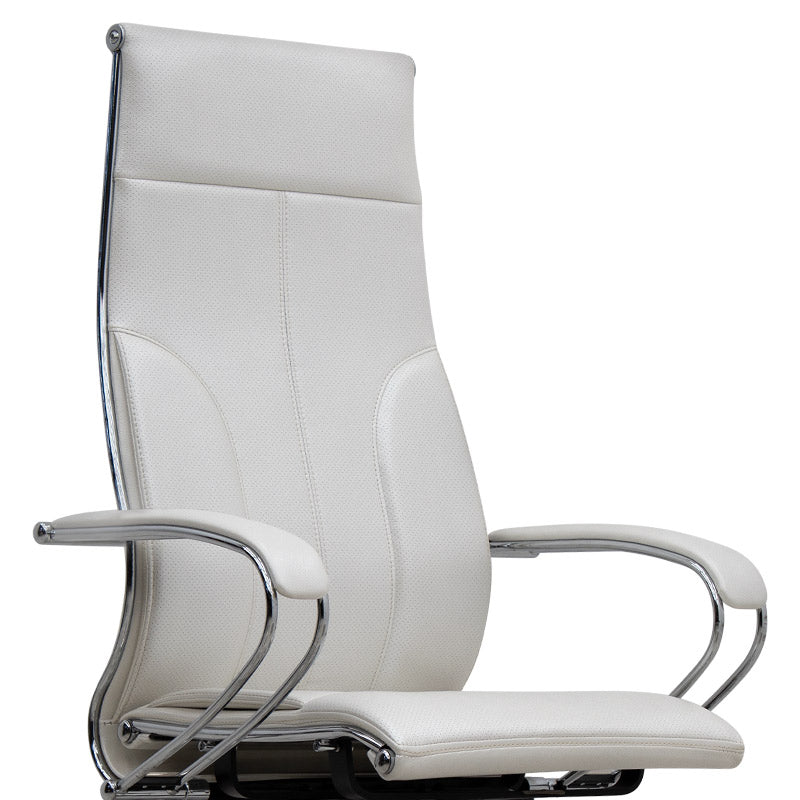 Ergonomic Office Chair CHARMANT in white with chrome accents, featuring a durable steel frame and comfortable seating.