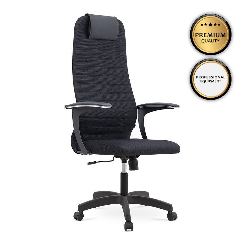 Office Chair MASTER Black with ergonomic design and double Mesh fabric, featuring adjustable height and comfortable headrest.