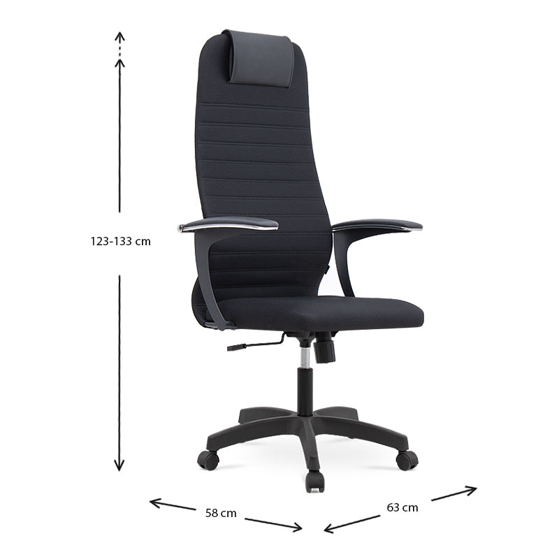 Office Chair MASTER Black with ergonomic design and double Mesh fabric, featuring adjustable height and comfortable headrest.