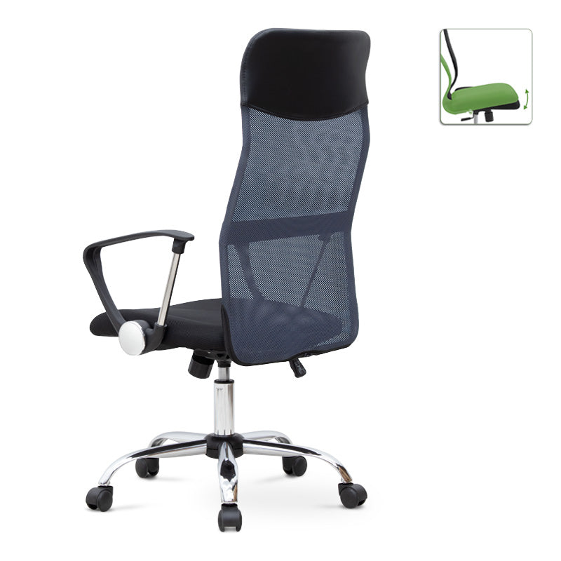 Office Chair MICHA in grey and black mesh fabric, showcasing ergonomic design and adjustable features.