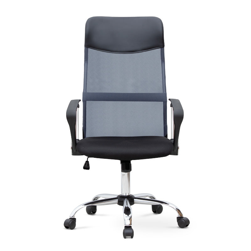 Office Chair MICHA in grey and black mesh fabric, showcasing ergonomic design and adjustable features.