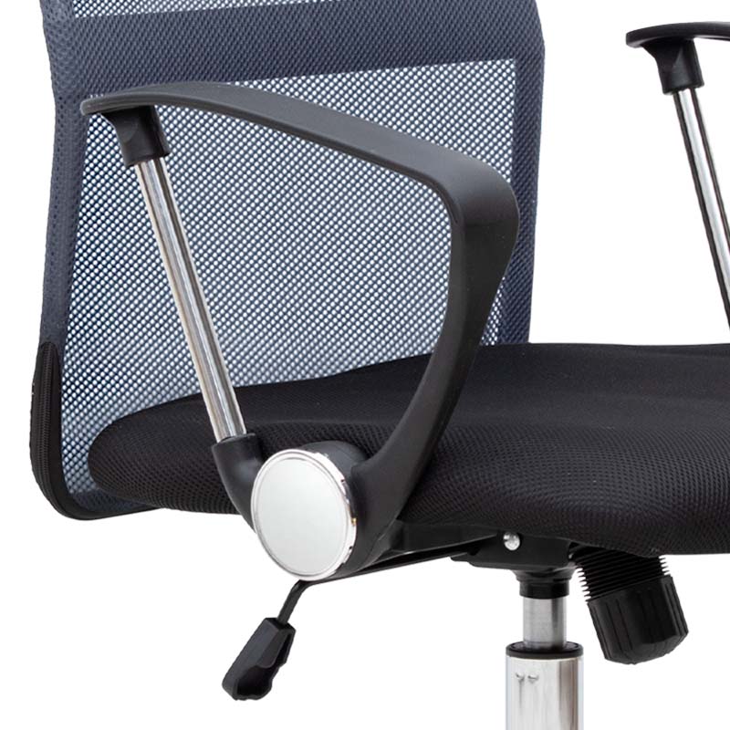 Office Chair MICHA in grey and black mesh fabric, showcasing ergonomic design and adjustable features.