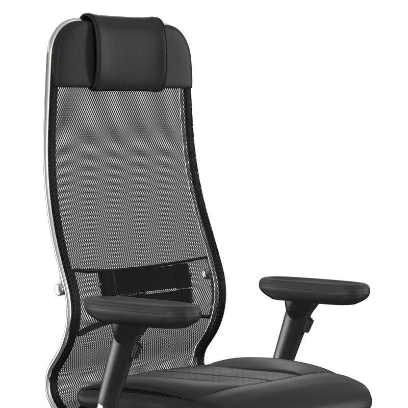 TANOS Office Chair in black with ergonomic design, featuring adjustable armrests and breathable mesh fabric.
