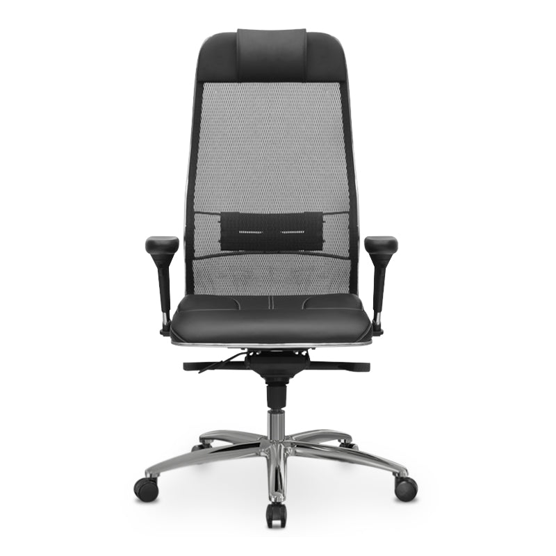 TANOS Office Chair in black with ergonomic design, featuring adjustable armrests and breathable mesh fabric.