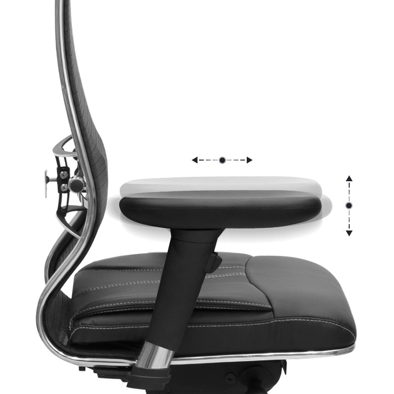 TANOS Office Chair in black with ergonomic design, featuring adjustable armrests and breathable mesh fabric.