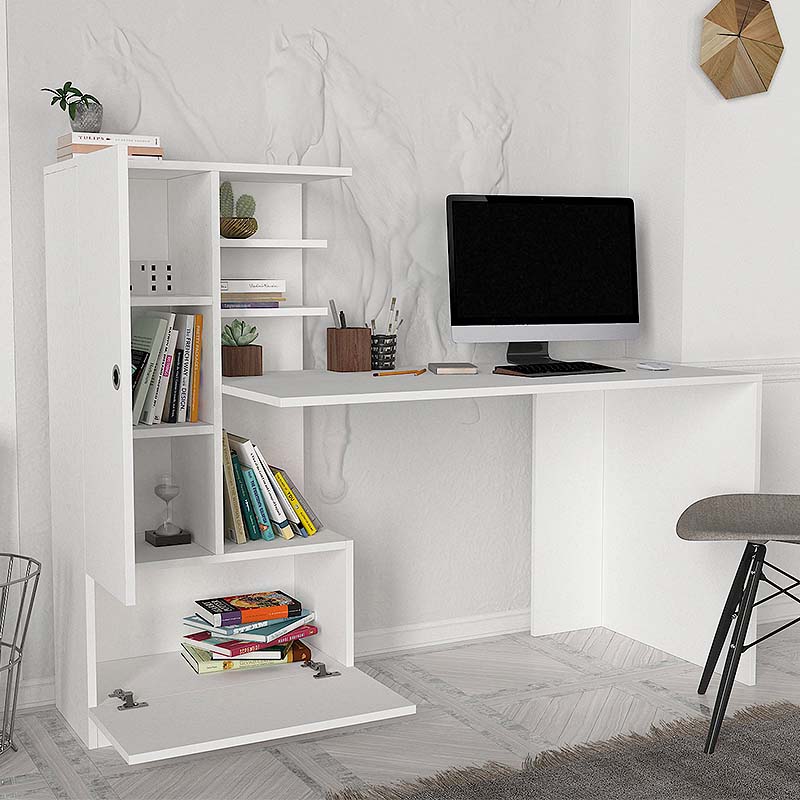OTHELO White Office Desk Set, featuring a sleek design and spacious surface, ideal for home and office use.
