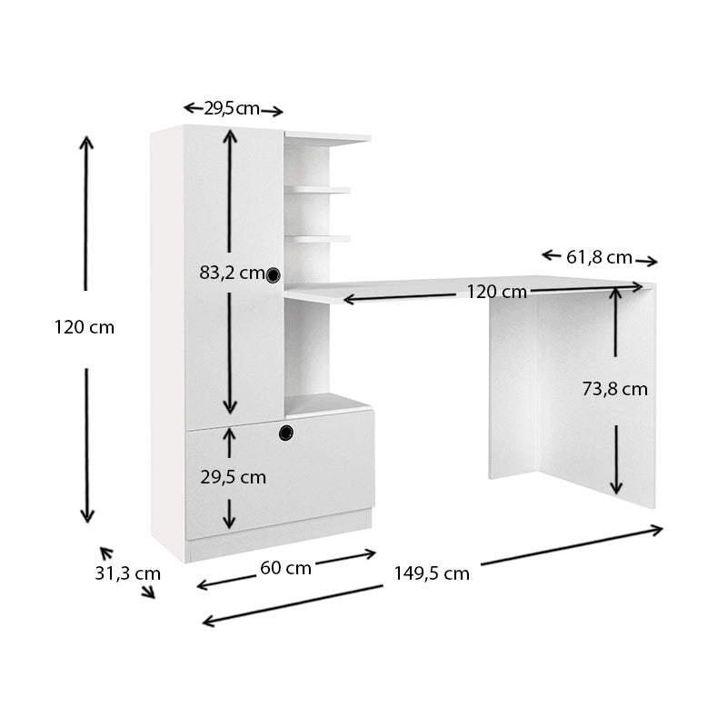 OTHELO White Office Desk Set, featuring a sleek design and spacious surface, ideal for home and office use.