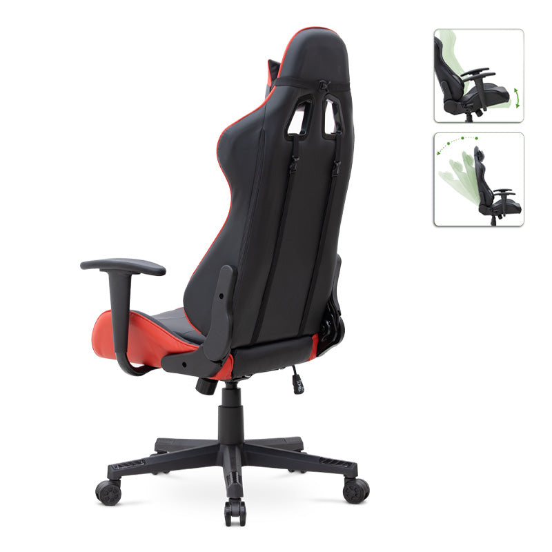 Office gaming armchair SPEED in red and black, featuring ergonomic design and adjustable height.