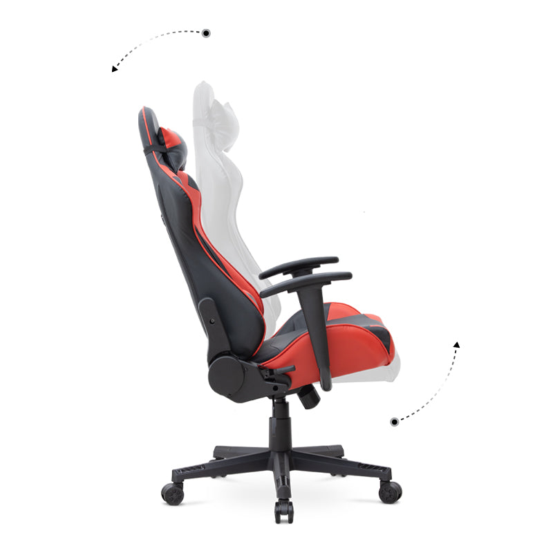Office gaming armchair SPEED in red and black, featuring ergonomic design and adjustable height.