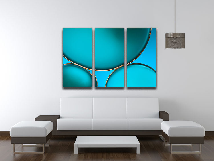 A stunning 3-panel canvas print featuring an oil and water design, showcasing vibrant colors and intricate patterns, perfect for home decor.