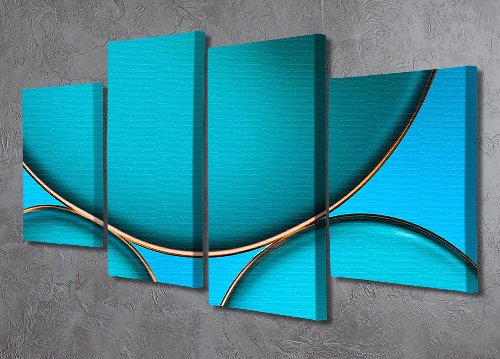 A vibrant 4-split canvas artwork featuring an abstract oil and water design, showcasing dynamic colors and textures across four panels.