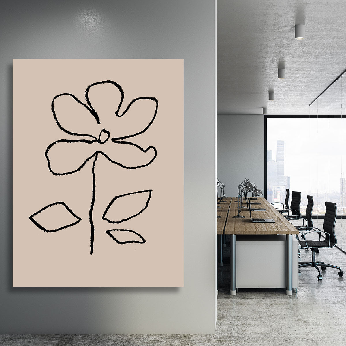 A vibrant oil pastel flower design on a black canvas print, showcasing rich colors and artistic detail, perfect for home decor.