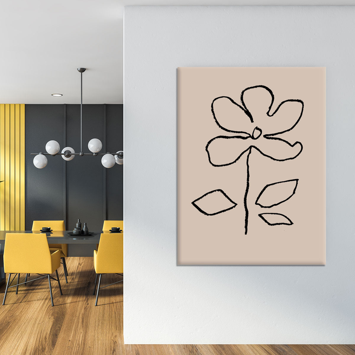 A vibrant oil pastel flower design on a black canvas print, showcasing rich colors and artistic detail, perfect for home decor.