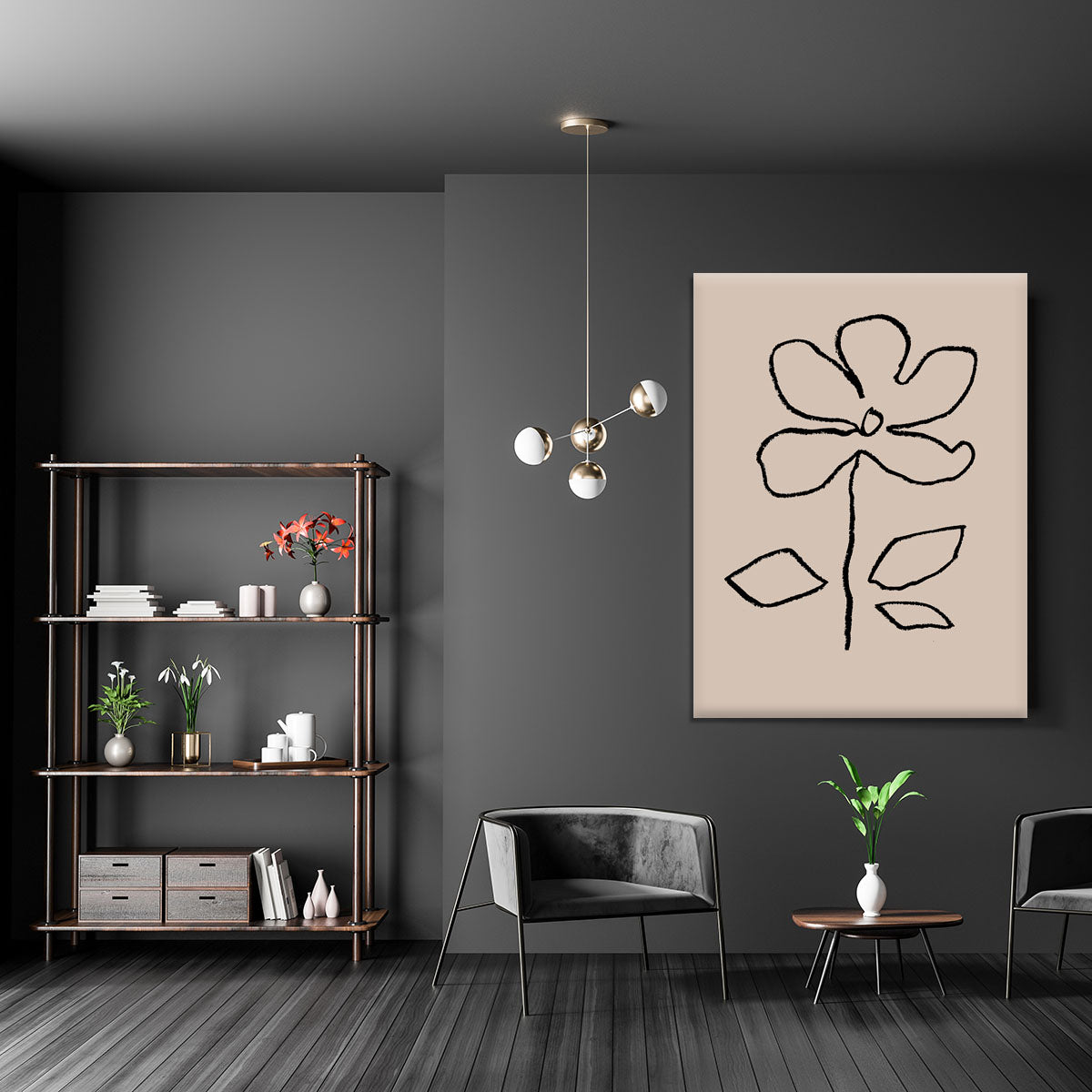 A vibrant oil pastel flower design on a black canvas print, showcasing rich colors and artistic detail, perfect for home decor.