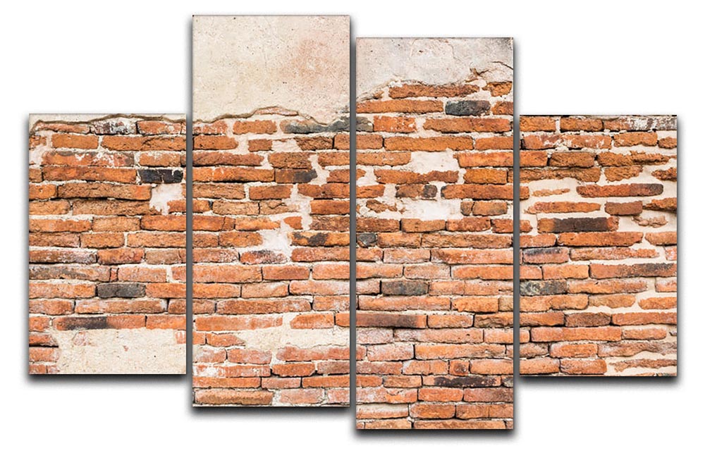 A 4-split canvas artwork featuring an old brick wall texture, showcasing rustic charm and depth.