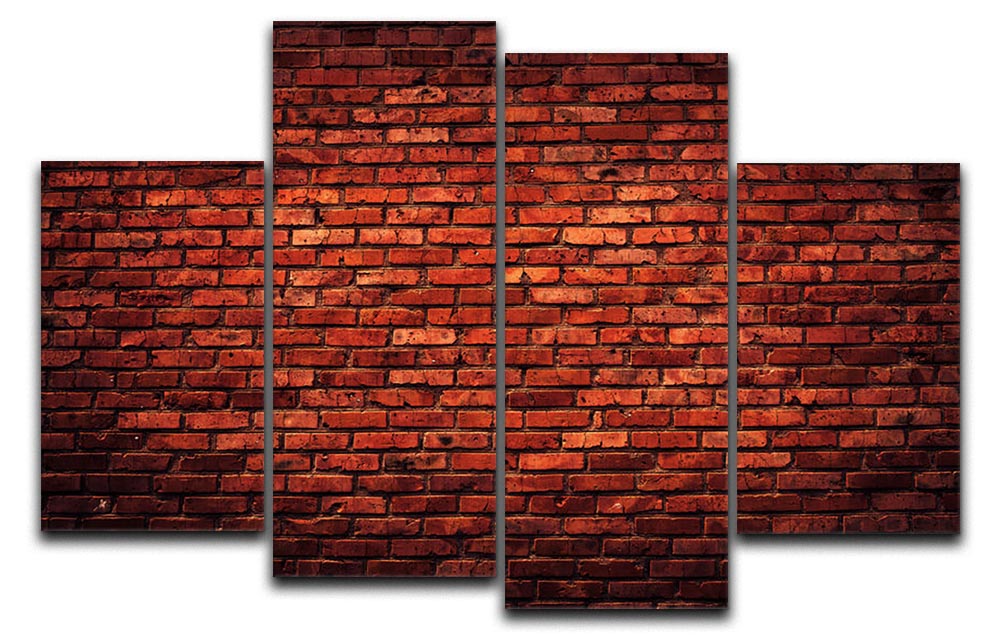 Old Grunge Brick 4 Split Panel Canvas artwork featuring a rustic brick design divided into four panels.