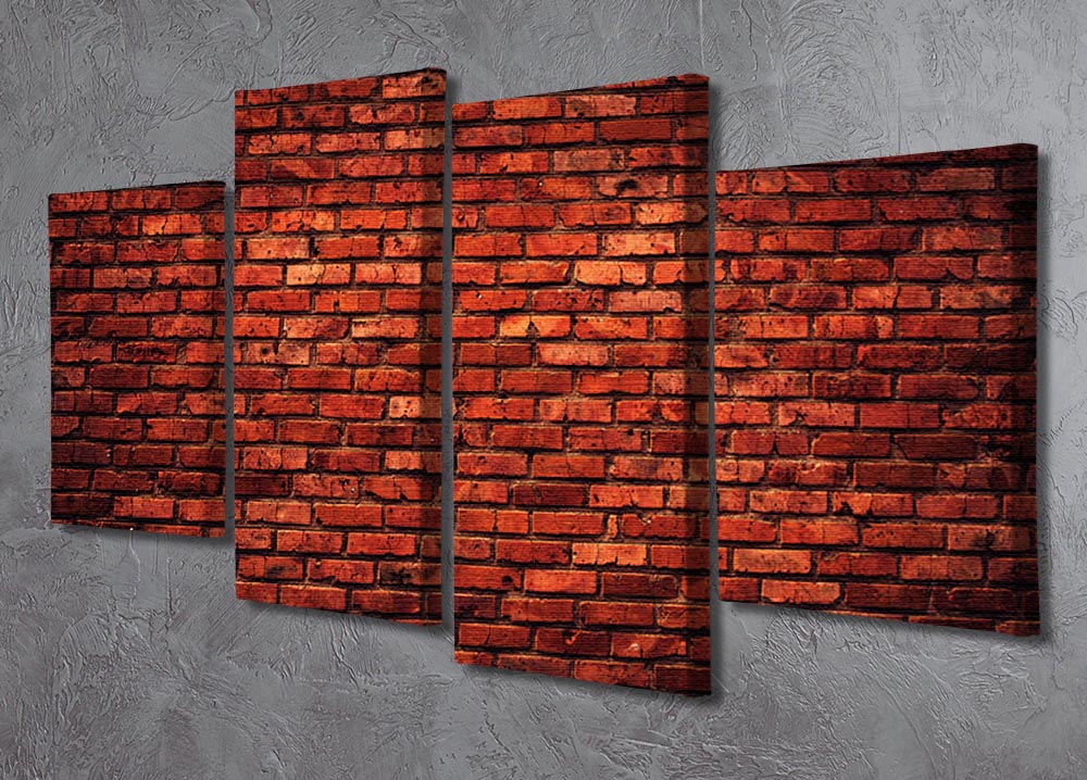 Old Grunge Brick 4 Split Panel Canvas artwork featuring a rustic brick design divided into four panels.