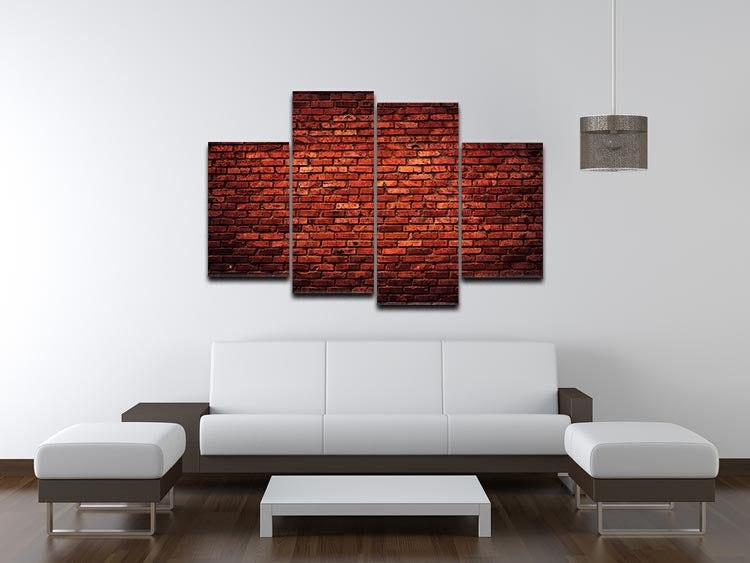 Old Grunge Brick 4 Split Panel Canvas artwork featuring a rustic brick design divided into four panels.