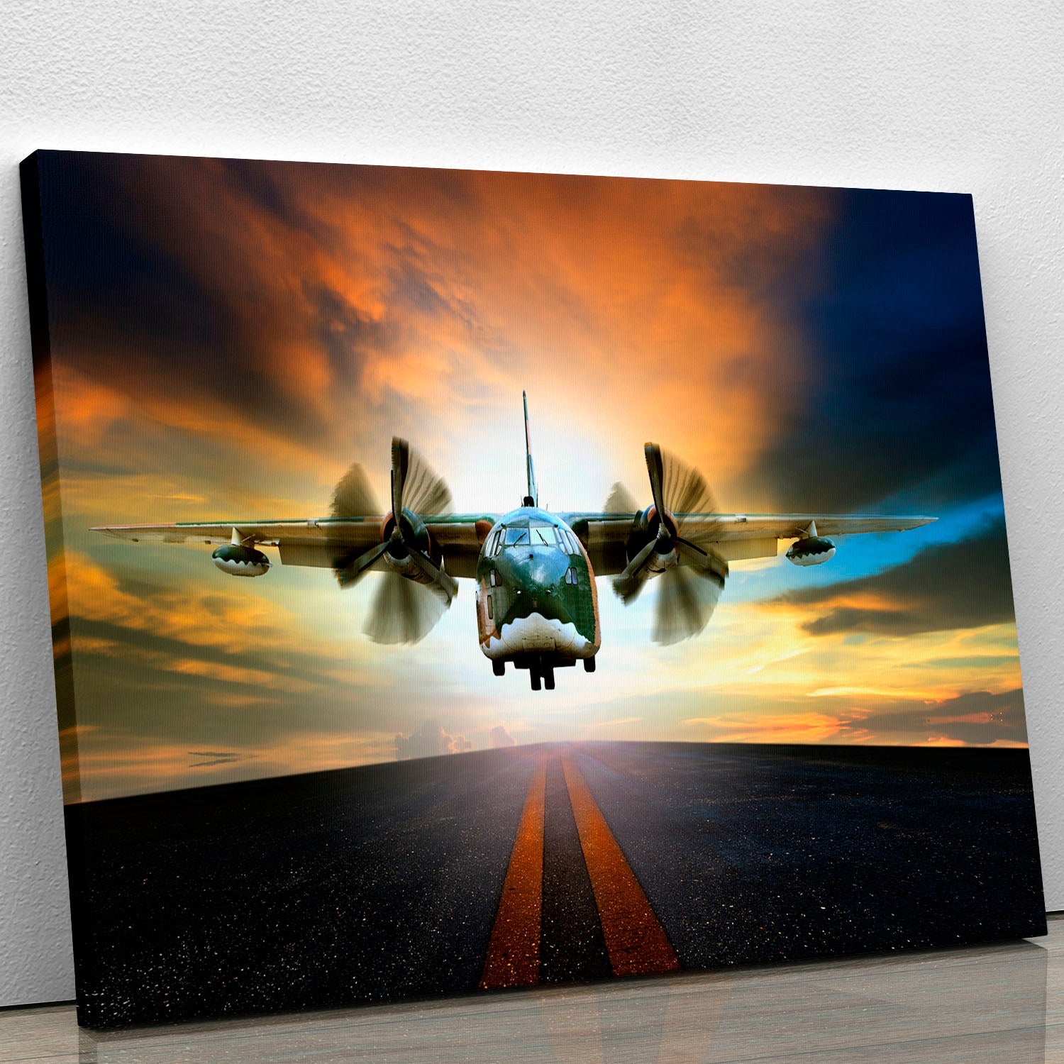 Canvas print of an old military container plane, showcasing intricate details and vibrant colors, perfect for aviation enthusiasts.