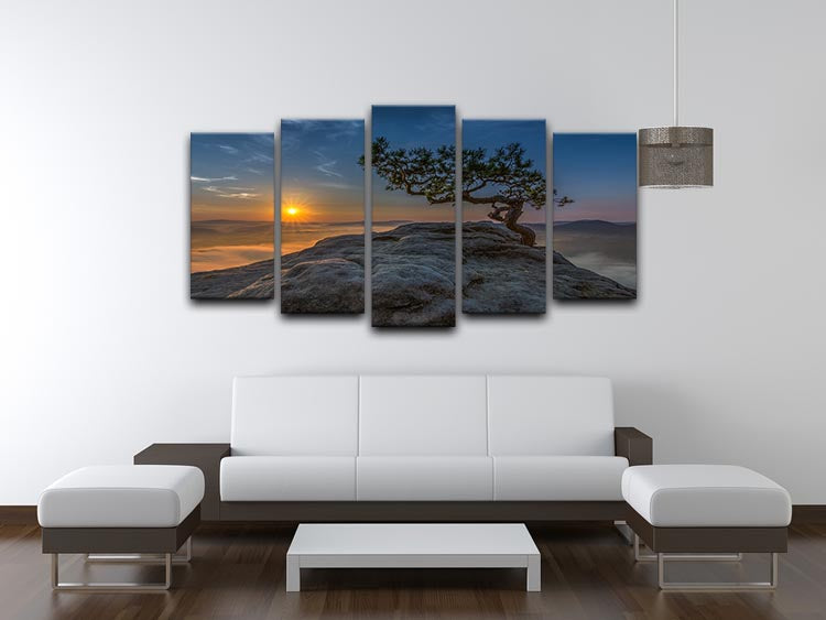Old Pine 5 Split Panel Canvas artwork featuring five panels with a cohesive nature-inspired design.