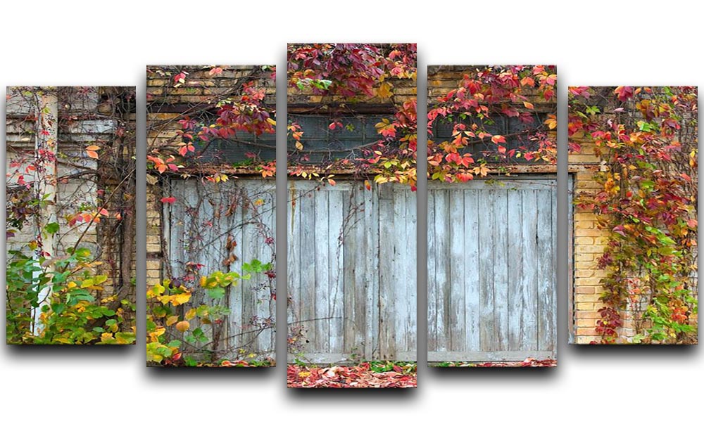 A beautiful 5-split canvas artwork featuring an old wooden door, showcasing rustic charm and elegance.