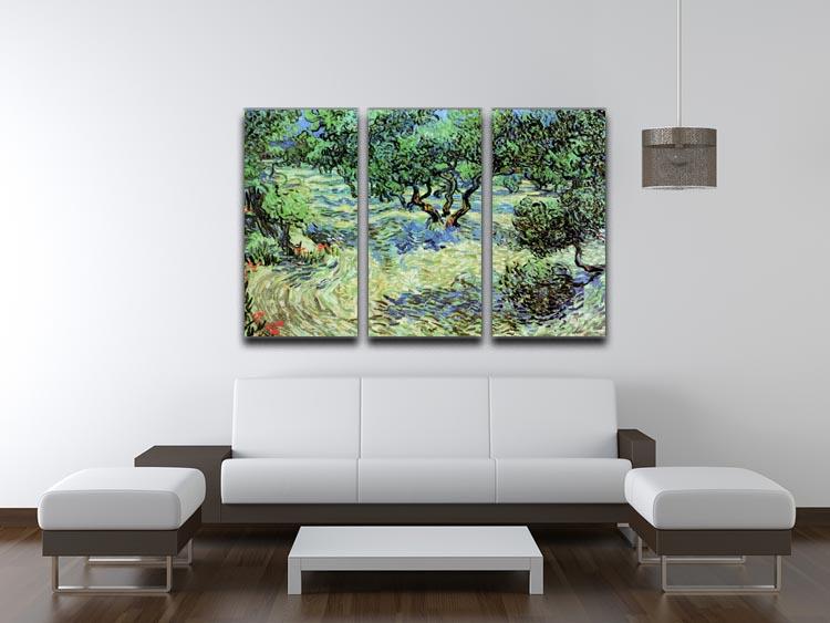 Olive Grove by Van Gogh 3 Split Panel Canvas Print showcasing vibrant colors and intricate details of the artwork.