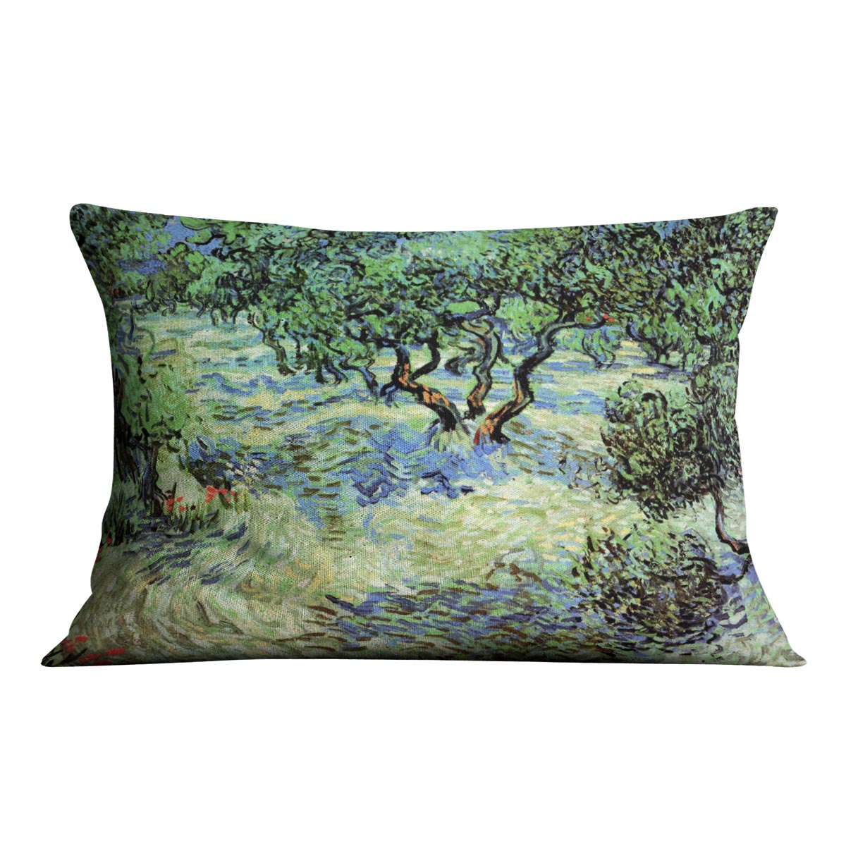 Olive Grove by Van Gogh Cushion featuring vibrant abstract design on luxurious vegan faux suede.