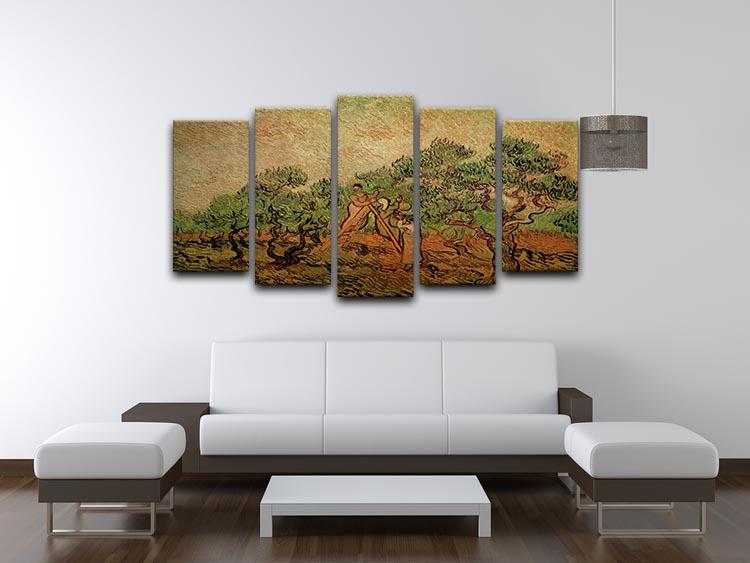 Olive Picking by Van Gogh 5 Split Panel Canvas artwork showcasing vibrant colors and expressive brushstrokes in a modern split panel design.